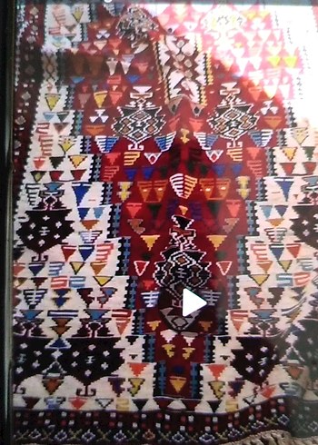 Koyu Tonlu Çok Renkli Desenli Halı kök boyası hakiki el dokumasi - Görsel 5