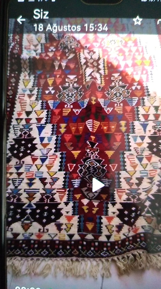 Koyu Tonlu Çok Renkli Desenli Halı kök boyası hakiki el dokumasi - Görsel 5