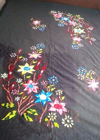 Renkli Nakışlı Bohem yatak örtüsü pike el işi - Görsel 2