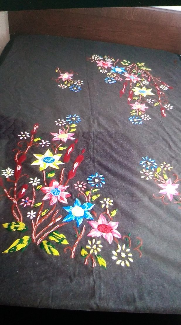 Renkli Nakışlı Bohem yatak örtüsü pike el işi - Görsel 2