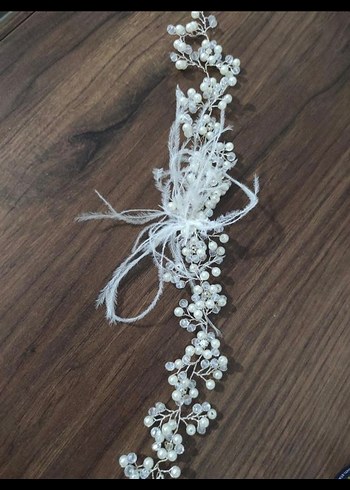 Boncuk Detaylı Beyaz Bohem Saç Aksesuarı - Görsel 2