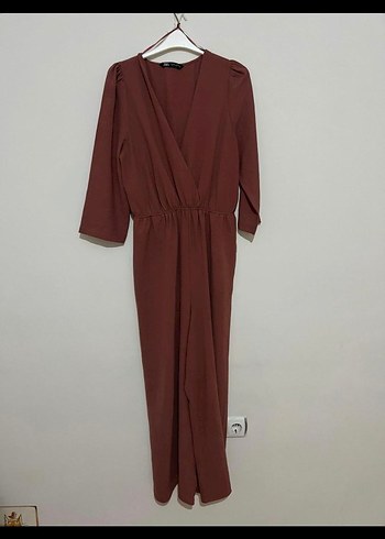 Kahverengi V Yakalı Uzun Kollu Tulum - Görsel 6