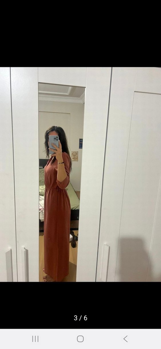 Kahverengi V Yakalı Uzun Kollu Tulum - Görsel 3