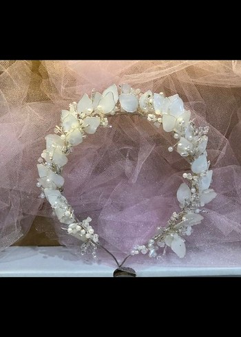 Beyaz Boncuklu Cam Kelebek Taç - Görsel 2