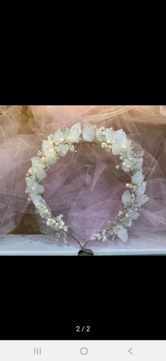 Beyaz Boncuklu Cam Kelebek Taç - Görsel 2