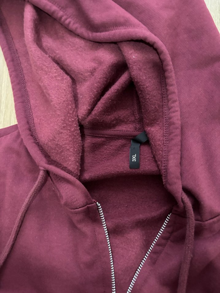 Bordo Kapüşonlu Fermuarlı Sweatshirt — görsel 2/4