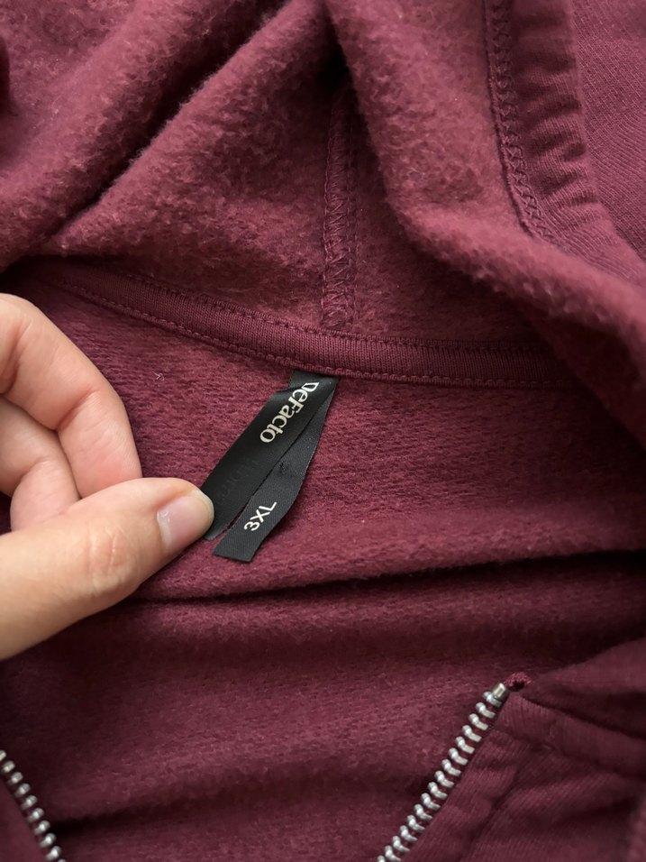 Bordo Kapüşonlu Fermuarlı Sweatshirt — görsel 3/4