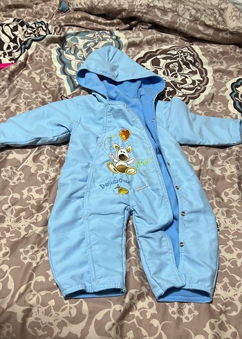 Renkli Nakışlı Mavi Bebek Tulumu 1 2 yas - Görsel 2