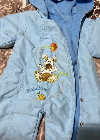 Renkli Nakışlı Mavi Bebek Tulumu 1 2 yas - Görsel 4