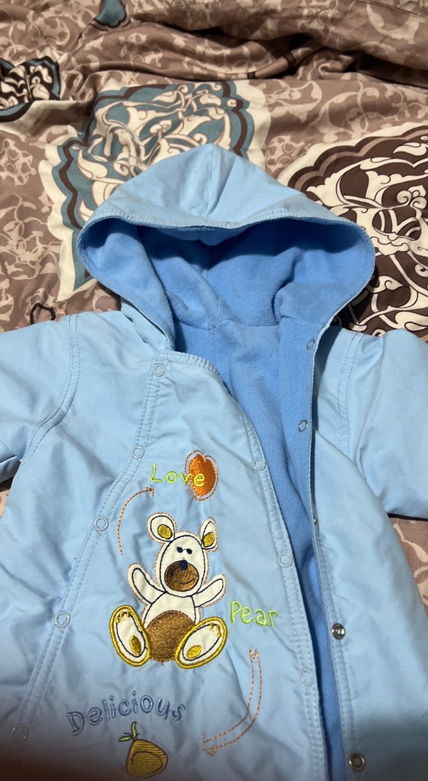 Renkli Nakışlı Mavi Bebek Tulumu 1 2 yas - Görsel 5