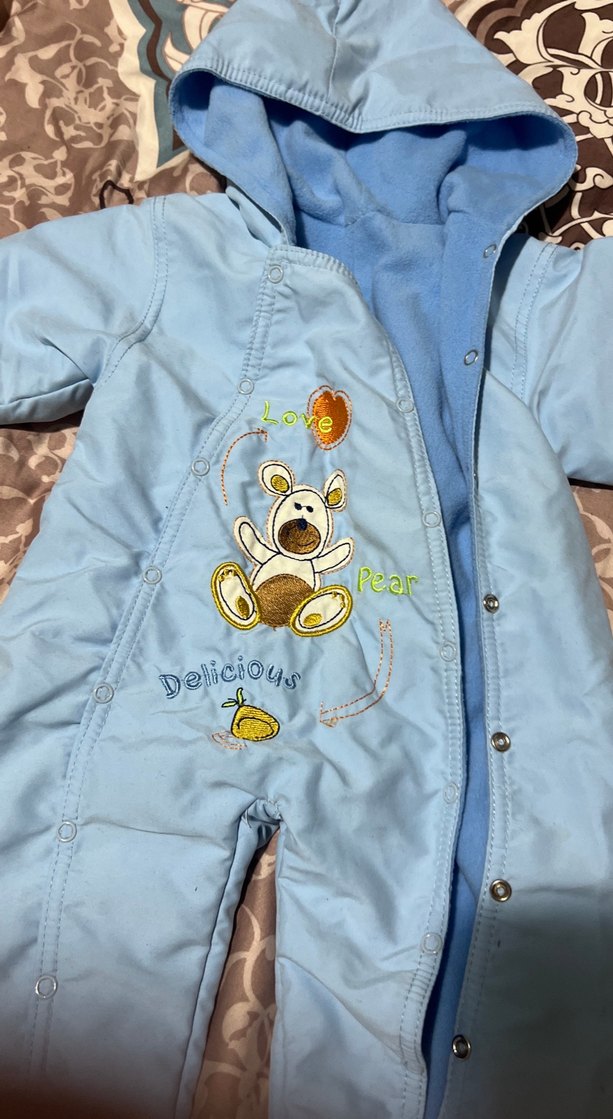 Renkli Nakışlı Mavi Bebek Tulumu 1 2 yas - Görsel 4