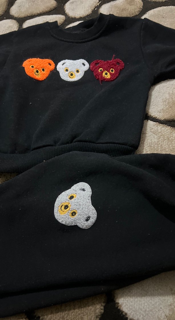 Nakışlı Siyah Bebek Takımı 1 yas - Görsel 2