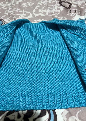 Nakışlı Turkuaz Erkek Çocuk Triko Süveter yelek - Görsel 5