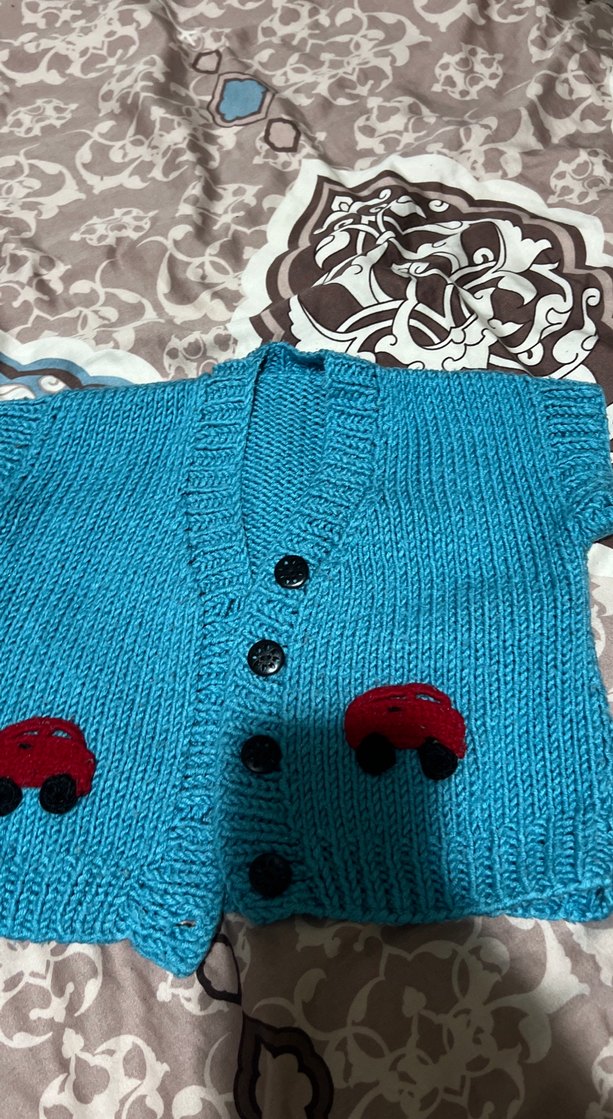 Nakışlı Turkuaz Erkek Çocuk Triko Süveter yelek - Görsel 2