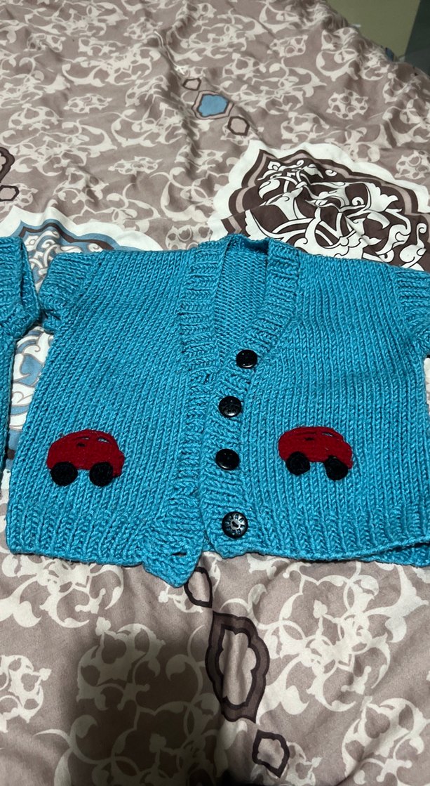 Nakışlı Turkuaz Erkek Çocuk Triko Süveter yelek - Görsel 4