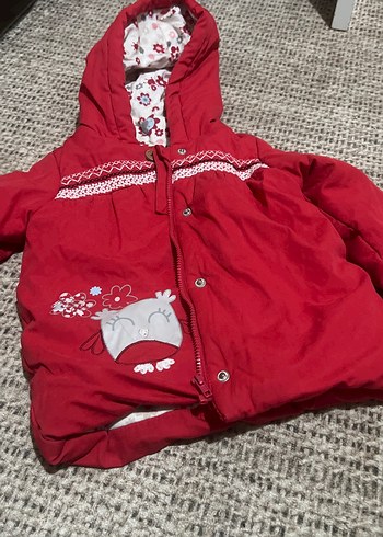 Kız Çocuk Kırmızı Kapüşonlu Düğmeli Mont lcw - Görsel 5