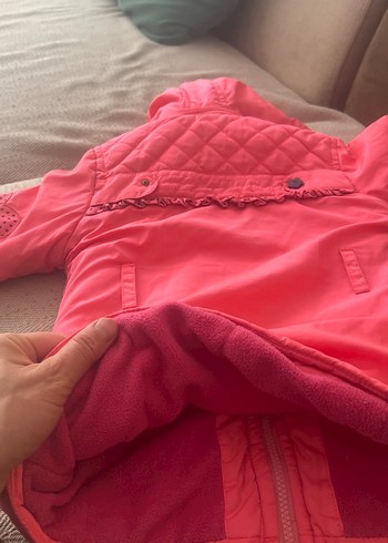 Kız Çocuk Pembe Fermuarlı Mont 5 6 yas - Görsel 4