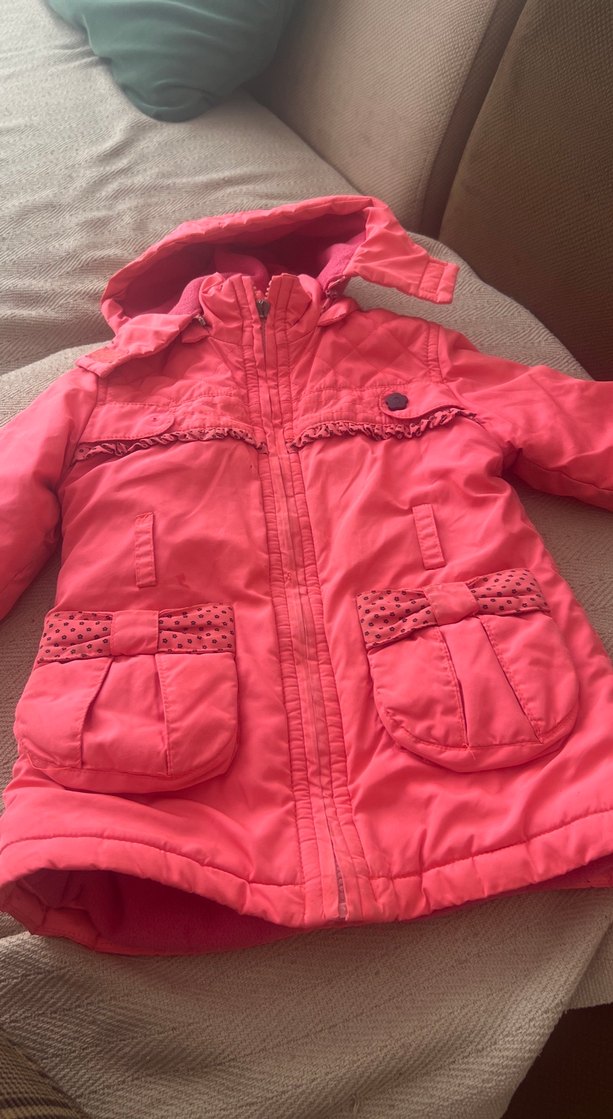 Kız Çocuk Pembe Fermuarlı Mont 5 6 yas - Görsel 2