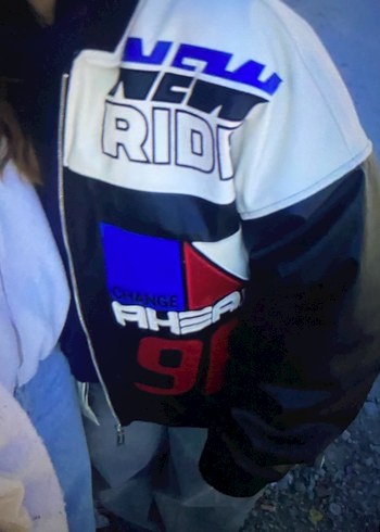 Yarış Baskılı Kadın Deri Ceket - Görsel 4