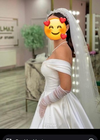 Gelinlik Saten inci işlemeli gelinlik