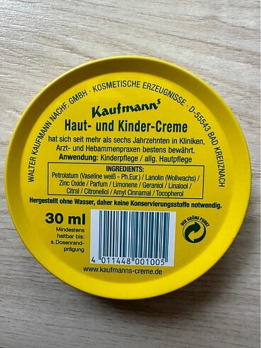 Beden Kaufmann's Cilt ve Çocuk Kremi 30 ml