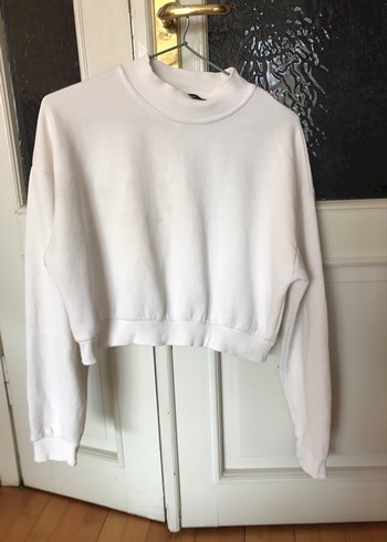 ADDAX Kadın Beyaz Yarım Balıkçı Salaş Sweatshirt