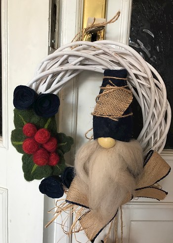 Beyaz Noel Temalı Kapı Çelengi
