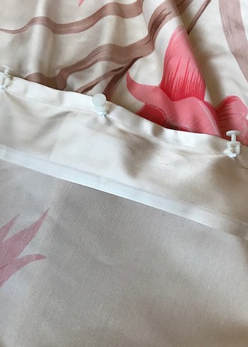 Pembe Çiçek Desenli Nostaljik Perde - Görsel 4