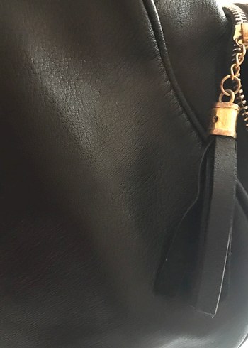 Siyah Deri Tokalı Kadın Çanta - Görsel 4