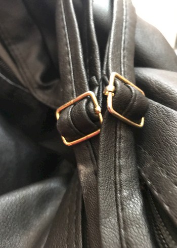 Siyah Deri Tokalı Kadın Çanta - Görsel 5