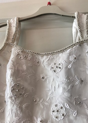 Beyaz Dantel Detaylı  38 beden Abiye Elbise - Görsel 4