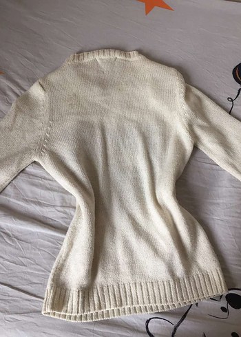 Nakışlı Bohem Gri Beyaz Kadın Triko Kazak - Görsel 3