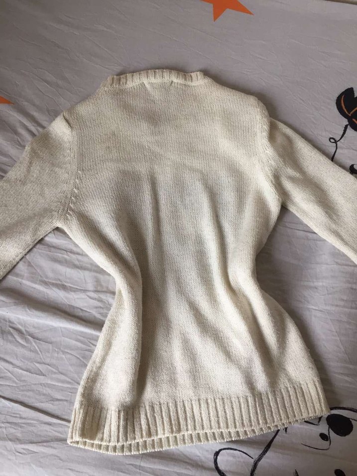 Nakışlı Bohem Gri Beyaz Kadın Triko Kazak - Görsel 3