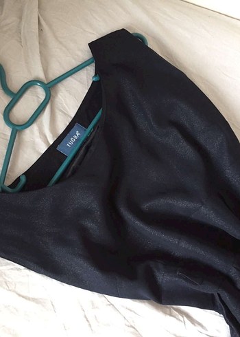 TUĞBA Siyah Drapeli Uzun Kadın Elbise - Görsel 3