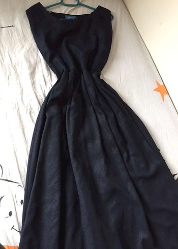 TUĞBA Siyah Drapeli Uzun Kadın Elbise - Görsel 2