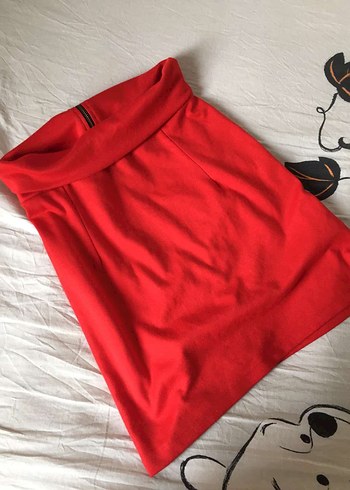 zara kırmızı belden oturmalı etek - Görsel 5