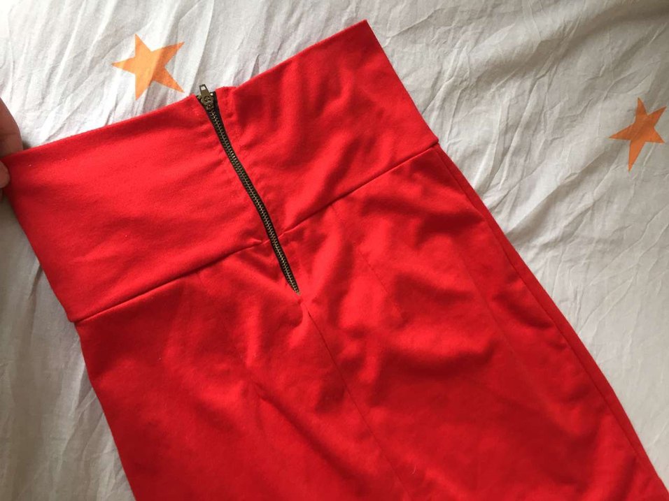 zara kırmızı belden oturmalı etek - Görsel 4