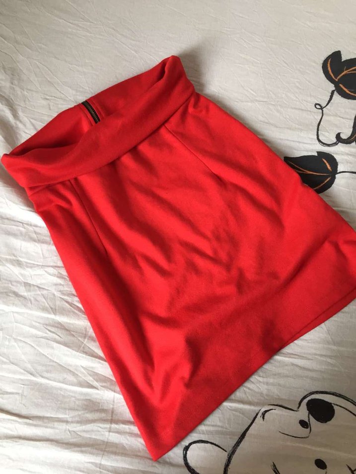 zara kırmızı belden oturmalı etek - Görsel 5