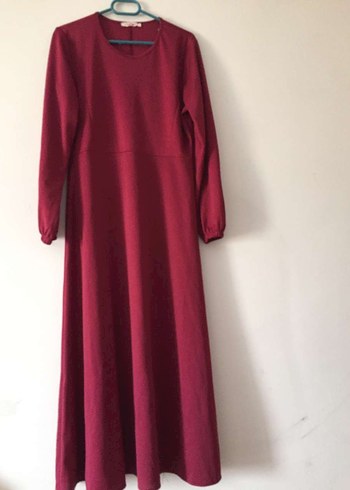 Bordo Uzun Kollu Midi Elbise - Görsel 2