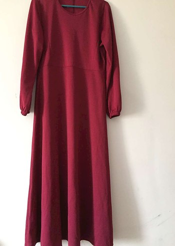 Bordo Uzun Kollu Midi Elbise - Görsel 3