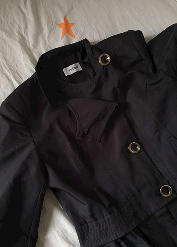 TUĞBA düğmeli Siyah Kadın Midi Trençkot - Görsel 4