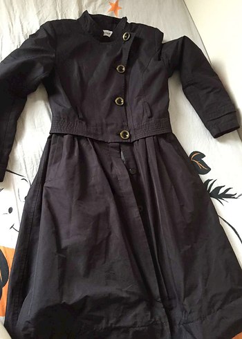 TUĞBA düğmeli Siyah Kadın Midi Trençkot - Görsel 5