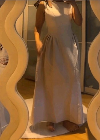 Bej Uzun elbise - Görsel 3