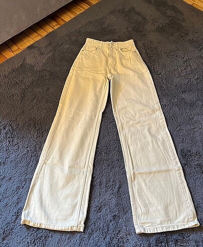 Krem jean wide leg