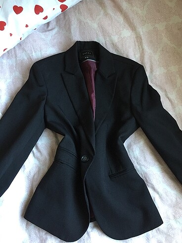 Omuz vatkalı koton siyah blazer