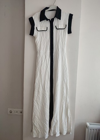 Diğer Düğmeli gömlek Yakalı Beyaz Elbise