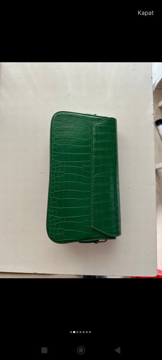 Yeşil Parlak Deri Yılan Desenli Kadın Çanta - Görsel 2