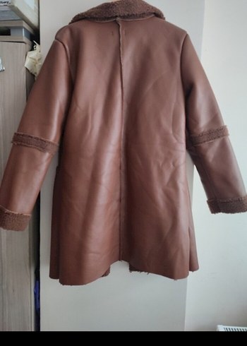 Kahverengi Kürklü Deri Kadın Kışlık Ceket - Görsel 3