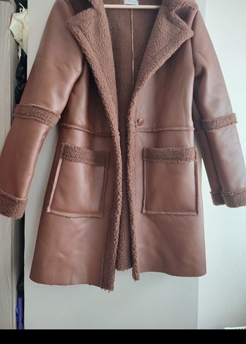 Kahverengi Kürklü Deri Kadın Kışlık Ceket - Görsel 2