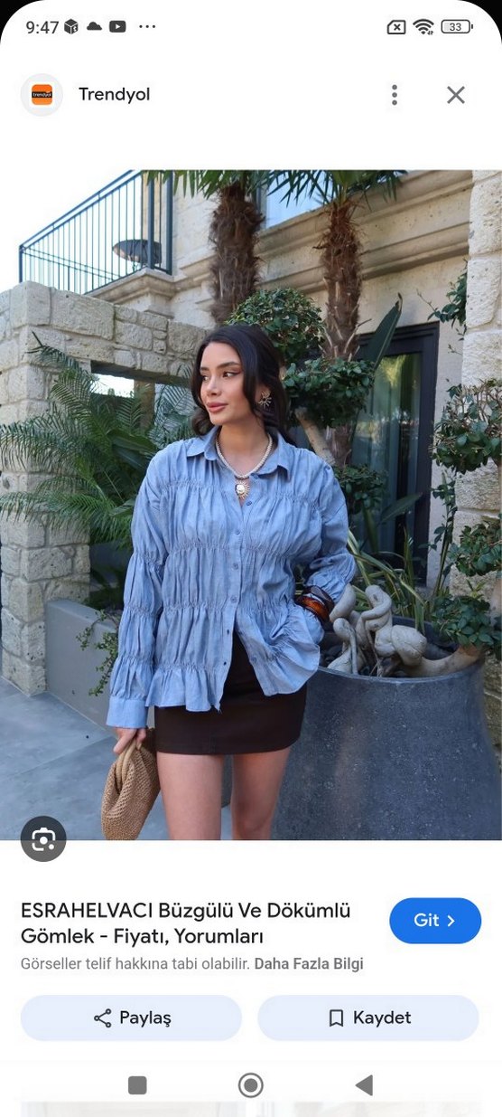 Mavi Pliseli  Gömlek - Görsel 2